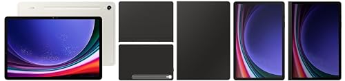 Image of Samsung Galaxy Tab S9 RAM 8 GB, ROM 128 GB, Wi-Fi + 5G Tablet, Beige with S9 Screen Protector, Transparent & S9 Book Cover Keyboard, Black & S9 Privacy Screen, Black & S9 Smart Book Cover, Black
