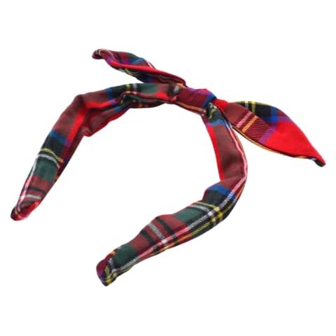 Bellefixe Christmas Mini Bow Headband | Girls & Toddler Headband | Tartan Plaid Headband (Cinnamon Spice) Cover