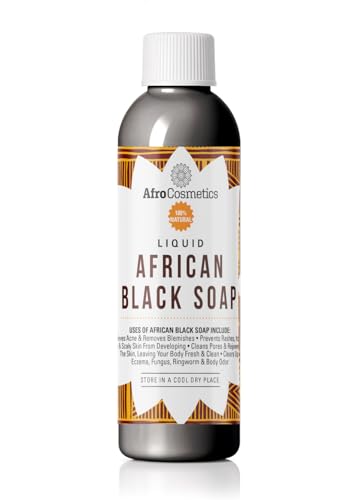 Raw African Black Soap Liquid, 100% Pure Natural Soap From Ghana, Body Wash For Face, Hair, Body, Acne, Eczema, Dark Spots 8 oz bottle (1, 8 oz) image 2