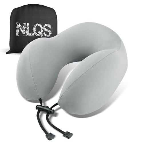 NLQS Travel Pillow, Natural Latex Neck Pillow, Comfortable Airplane Travel Pillow, Supports Head and Neck, Essential for Long Distance Travel, Grey