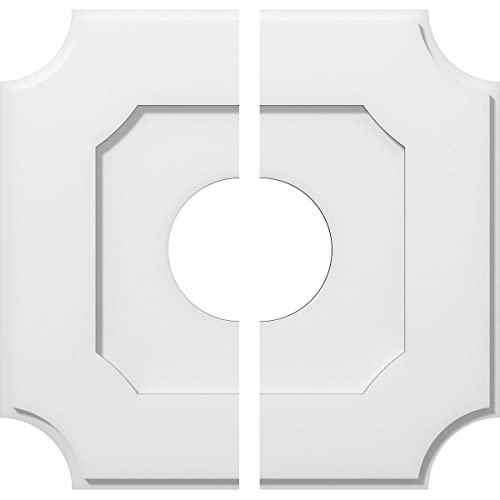 Image of Ekena Millwork CMP20LE2-06000 Locke Architectural Grade PVC Contemporary, Two Piece Urethane Ceiling Medallions 20 inchOD x 6 inchID x 12 inchC x 1 inchP