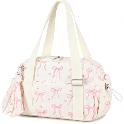 LOIDOU Aesthetic Mini Gym Bag for Women with Wet Dry Pocket Lightweight Corduroy Dance Ballet Gymnastic Small Tote Bag for Workout Yoga Clean Girl Lifestyle Overnight Weekend Trip