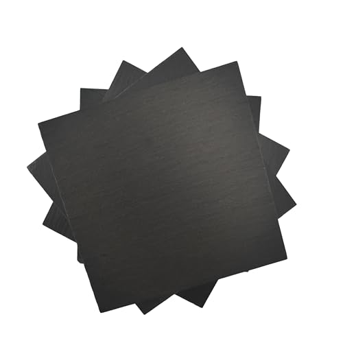 Lebrun Couverts - Lot de 4 Assiettes Ardoise Naturelle Carrée - Présentation Apéritif & Mise en Bouche - Service Qualité Restauration - 10x10 cm