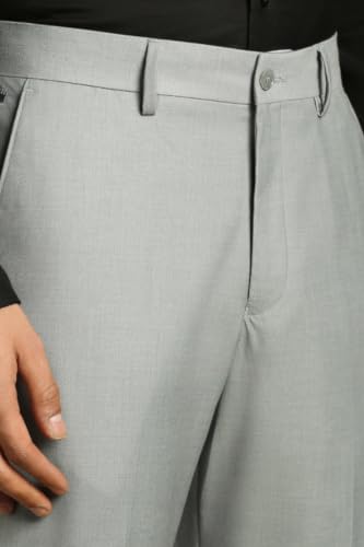 Image of Louis Philippe Men's Regular Fit Fashionable Pleated Trouser Work Ready Solid Formal Trouser