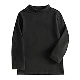 JWWN Kids Mock Turtleneck Thermal Underwear Fleece Shirts Little Boys Girls Long Sleeve Lightweight Base Layer Tops (Black,7Y)