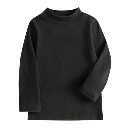 JWWN Kids Mock Turtleneck Thermal Underwear Fleece Shirts Little Boys Girls Long Sleeve Lightweight Base Layer Tops (Black,7Y)
