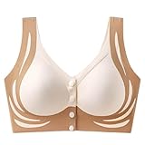 NSICBMNO Drahtlose BHs für Damen, UK-BHs mit Frontverschluss – Push-Up-BH für große Brust, kabelloser Comfit-BH, hochschlagfester Spitzenbralette, Vollschalen-Bralette, Beige., 4XL