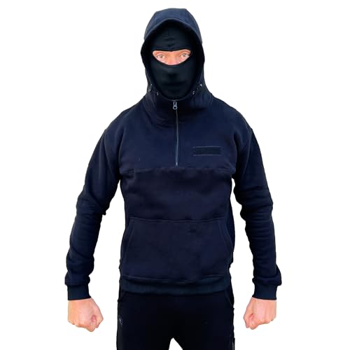 No Face No Name Herren Kapuzenjacke MASK in schwarz mit Sturmhaube (DE/NL/SE/PL, Alphanumerisch, S, Regular, Regular, Schwarz)