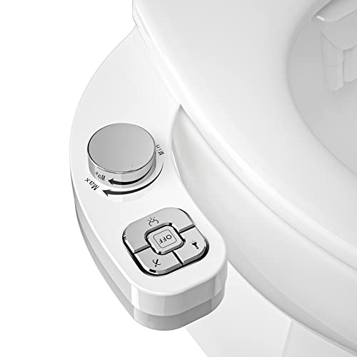 Bidet Attachment for Toilet, Dual Nozzle (Frontal and Rear Wash) Non-Electric Fresh Water Toilet Seat Attachment with Nozzle Self Cleaning, Adjustable Water Pressure(Chrome Silver)
