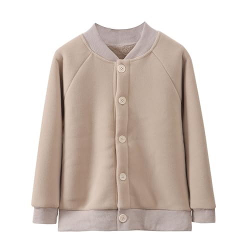 LittleSpring Neutral Boys Girls Fleece Baseball Jackets with Sherpa Lined