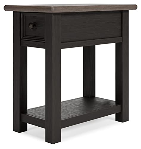 Signature Design By Ashley Tyler Creek Chair Side End Table, 14"W X 24"D X 24"H, Light Brown & Whitewash,Black #TOP4