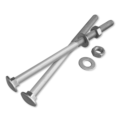 Image of 7 /16 inch x 8 inch (8 pcs) Galvanized Carriage Bolt Kit, Includes 7 /16 inch M12 Flat Washers and 7 /16 inch M12 Nuts, Hot Dip Galvanized Q235 Steel for Exterior Use, Ideal for Dock Maintenance