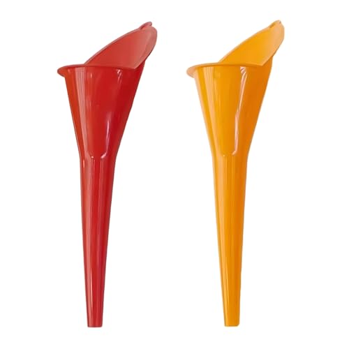Long Neck Oil Funnel, Plastic Spill Saver Funnels, Multi-Function Funnel for All Automotive Oils, Water, Diesel Fuel, Lubricants, Engine Oils, Kerosene and Other Liquids (Red/Orange)