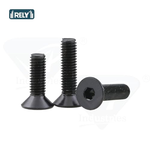 Image of Rely⇒VP INDUSTRIES (Pcs-25) M6X30 mm CSK Allen Head Screw High Tensile 10.9 Grad | Countersunk Allen Head Bolt with Allen Key 1 pc Free | Allen CSK Head Screw High Tensile Alloy Steel Black