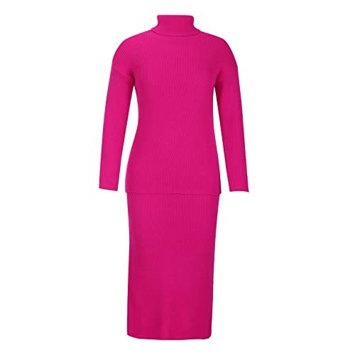 Conjunto de bustiê feminino rosa choque suéter saia conjuntos casual wrap crochê tricô lápis conjunt