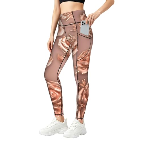 Leggings con estampado oro rosa pantalones elásticos entrenamiento mujer ropa para clima activo