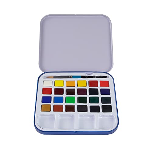 Daler Rowney Aquafine 24-pc Watercolor Travel Set - Watercolor Paint Set for Watercolor Paper and More - Watercolor Set for Artists and Students - Water Color Paint for All Skill Levels by Daler Rowney - Used condition - US$16.01