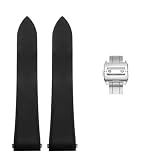 TROGPYXG Correa de reloj de caucho fluorado suave compatible con Cartier Santos pieza final de liberación rápida banda con cierre plegable de 21 mm(B-black-silver)