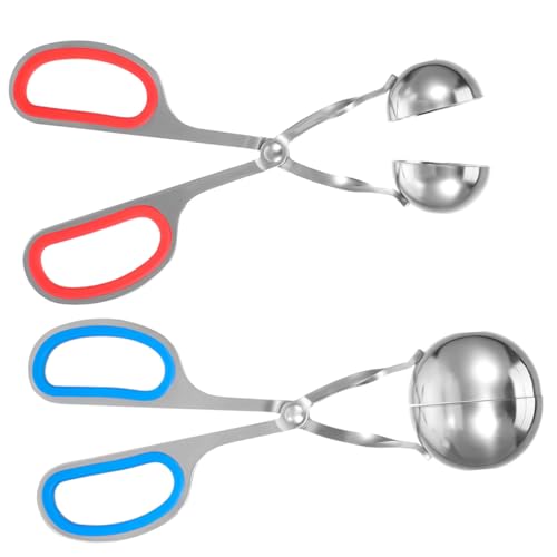 VANZACK 2 pièces Pince à Boulettes de Viande Inoxydable Cuillère Antiadhésive pour Boulettes Cake Pop et Boules de Fruits Outil Polyvalent Cuisine Ergonomique pour Restaurant et Maison