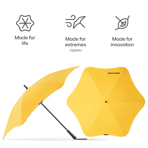BLUNT Classic Large Windproof Umbrella – 47" Umbrella for Wind and Rain, Durable Canopy Design, Heavy Duty for Everyday Travel, UV Protection - Citrus Yellow - Thumbnail 3
