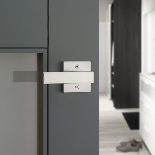 Image of Kwikset Singapore Interior Privacy Door Handle with Lock, Door Lever For Bathroom and Bedroom, Satin Nickel Reversible Keyless Turn Lock, with Microban Protection
