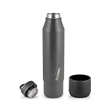 EcoVessel Stainless Steel Bottle with Removable Cup, Vacuum Insulated Thermos for Hot and Cold Drinks, with Folding Handle for Travel and Camping, 25oz (Gray)