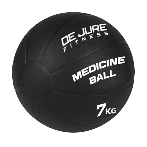 DE JURE FITNESS Medicine Ball | Rubber Exercise Ball with Textured Grip | Full Body Workout Ball for Core Strength, Balance, Functional Training | Upper & Lower Body Home Gym Equipment - 7 KG