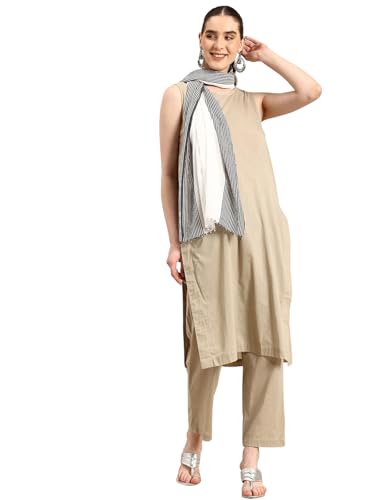 ASVA Handwoven White Cotton Scarf with Black Stripes on Both Sides, Elegant Lightweight Wrap for Women2