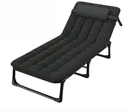 Cama Box Solteiro Dobrável e Espreguiçadeira Portátil Reclinável 4 Posições - Base Cama Solteiro com Colchão Dobrável para Viagem e Camping