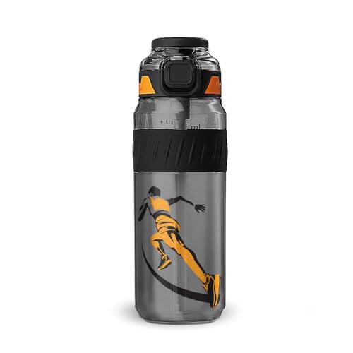 Image of Pulze Sports Sipper Water Bottle 750ml | Orange| BPA-Free, Leakproof Flip Cap with Straw | Time Marker Hydration Bottle | Durable Gym Bottle for Workout, Running & Daily Use