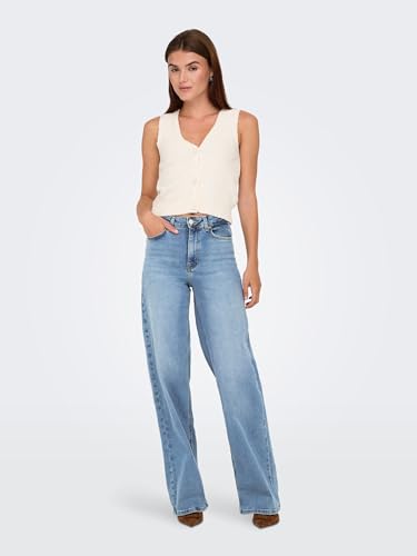 Jean Only Onlmadison Blush bleu denim large taille haute - 6