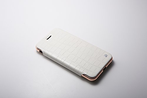 Deff ディーフ iPhone 8 plus / 7 plus 対応 HYBRID Case UNIO for iPhone 7 Genuine Leather 本革ホワイト+アルミローズゴールド