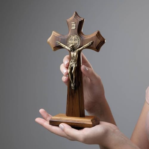 Aramon Crucifixo Madeira 23 cm Mold Mesa c/São Bento