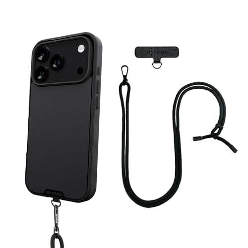 Image of Smartish iPhone 17 Pro MagSafe Case + Crossbody Lanyard Strap - Thin Grip Cover with Universal Detachable Shoulder Neck Strap for Apple iPhone 17 Pro - Black Tie Affair