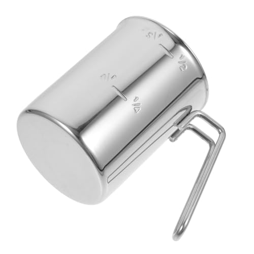 MUELODSIC Taza Medidora de Acero Inoxidable con Mango Vaso Graduado para Arroz y Líquidos Herramienta Precisa para Cocinar Ingredientes Secos y Húmedos Diseño Compacto para Cocina