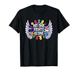 No One Fights Alone Multicolor Ribbon For Cancer Awareness T-Shirt