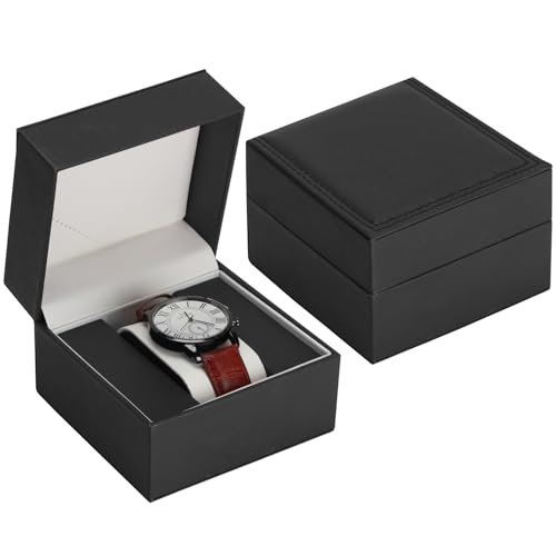 BAOPEND Luxury Single Watch Gift Box for Men Women Single Watch Bracelet Bangle Jewelry Holder Storage Box Display Case Organizer (Black Style 1)