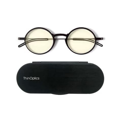 ThinOptics unisex adult Manhattan Blue Light Blocking Reading Glasses, Black Frames Blue Light Filtering, 44 mm US Cover