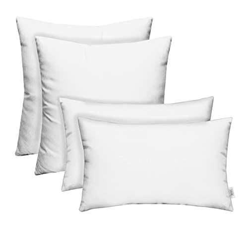 RSH Décor Indoor Outdoor Set of 4 Pillows Made with Sunbrella® Fabric Choose Color & Size (Canvas White, 20