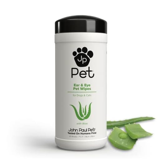 John Paul Pet Ear & Eye Pet Wipes for Dogs and Cats, 2 in 1, Safe, Clean Face, Infused with Aloe, pH Balanced, Cruelty Free, Paraben Free, Made in USA, Unscented, White, 7" x 7"