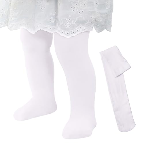 American Trends Baby White Tights 12-18 Months Ballet Tights for Girls 18-24 Months Ultra Soft Dance Tights for Toddler Baby Tights Girls White Tights Stretchy Baby Stockings Toddler Leggings
