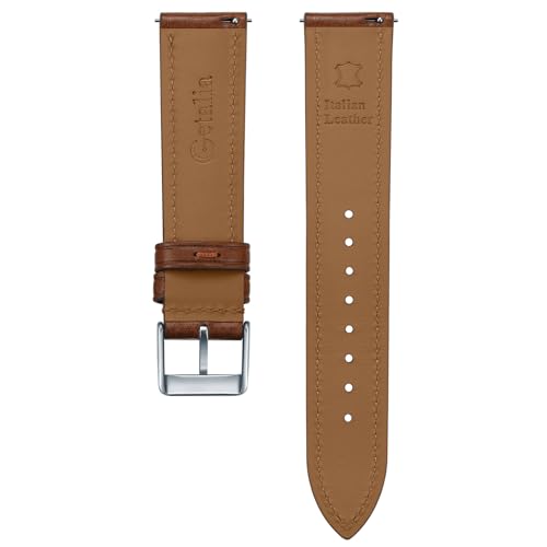 Image of Getalia Italian leather Watch Band Tuscany Natural Vegetable-Tanned Full Grain Genuine Leather,18mm 19mm 20mm 21mm 22mm Quick Release Replacement Watch Straps for Men and Women Thick and Soft