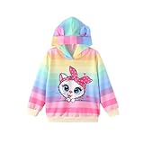 PATPAT Girl Hoodies Size 6-7 Years Multicolored Graphic Long Sleeve Print Pullover Hooded Sweatshirt Little Kids Cartoon Cute Casual Tops