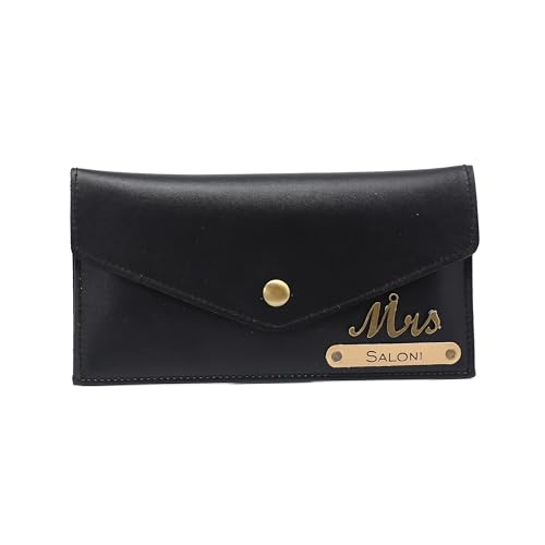 Image of AICA Personalised Name & Charm Leather Womens Wallet Black