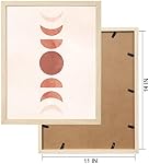 ArtbyHannah Boho Framed Wall Art Set for Bedroom, Bohemia Mid Century Moon Sun Rising Mountains Prints in 11x14 inch Picture Frame for Bathroom, Living Room Decoration(4 Pack, Beige)