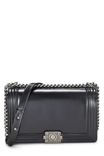 Chanel, Pre-loved Black Calfskin Reverso Boy Bag Large, Black