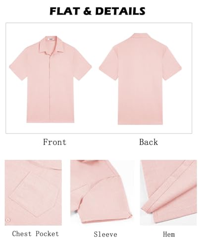 Image of COOFANDY Men's Button Down Shirts Short Sleeve Casual Shirts Summer Beach Linen Shirts with Pocket