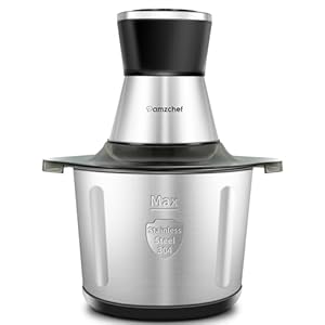 AMZCHEF Powerful Food Chopper Electric with S/S Bowl (12 Cup) & 2 Speed Modes, Electric Food Processor with 6 Sharp Blades Meat Grinder Vegetable Chopper for Family & Baby Use,500W