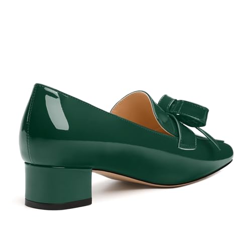 Image of Womens Loafer with Heel, Comfortable Chunky Heels for Women, Loafers Shoes with Bowknot Womens Bunion Dress Shoes