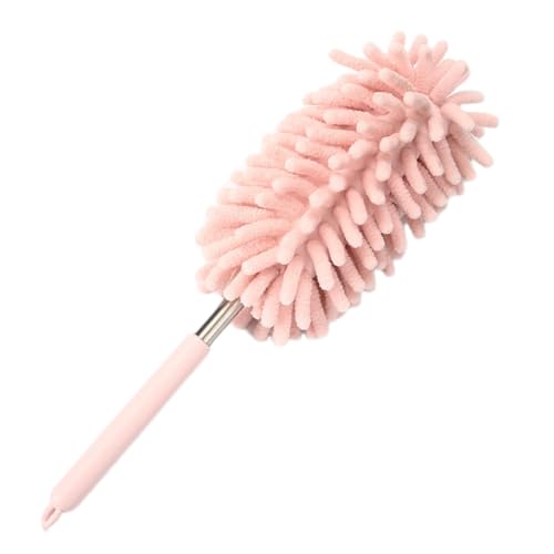 Kivrimlarv Plumeau en microfibre pour tableau de bord de voiture, outil de dépoussiérage pour la maison, nettoyage de fenêtres et de meubles, rose, microfibre + acier inoxydable